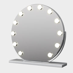 Specchio Per Trucco Hollywood Rotondo Con 12 Lampade LED, 50 Cm/20 Pollici Grande, 3 Modalità Di Illuminazione, Luminosità Regolabile, Spina UE