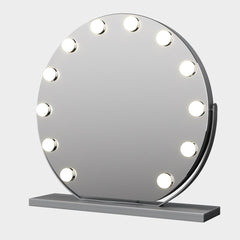 Specchio Per Trucco Hollywood Rotondo Con 12 Lampade LED, 50 Cm/20 Pollici Grande, 3 Modalità Di Illuminazione, Luminosità Regolabile, Spina UE
