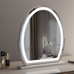Specchio da Trucco Ovale con Striscia LED, Grande 40*50cm, Tocco Intelligente, Rotazione a 360°, 3 Modalità di Colore, Luminosità Regolabile, Spina EU