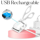 Arricciaciglia Elettrico Riscaldato, Riscaldamento Rapido e Duraturo per Ciglia Naturali e Finte, Ricaricabile via USB