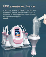 6in1 80K RF Ultrasuoni Vacuum Sottovuoto Sistema Cavitazione, per Modellamento Corpo e Bruciatura Grasso, con Lipolaser Pads