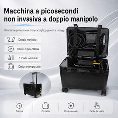 LASER FacialPure 5.0 Ultra – Macchina Laser Picosecondi Portatile in Elegante Valigetta Nera con Doppia Maniglia e Ruote per Rimozione Indolore e Non Invasiva di Tatuaggi e Sopracciglia