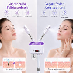 FREYARA Vaporizzatore Viso Caldo/Freddo a Doppio Braccio per Spa a Casa, Pulizia Pori e Idratazione Pelle