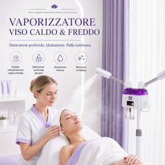 FREYARA Vaporizzatore Viso Caldo/Freddo a Doppio Braccio per Spa a Casa, Pulizia Pori e Idratazione Pelle
