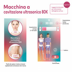 80K 6in1 Sistema RF Ultrasonico a Cavitazione Vacuum, per Bruciare Grassi, Snellimento del Corpo e Modellamento, con Pannelli EMS