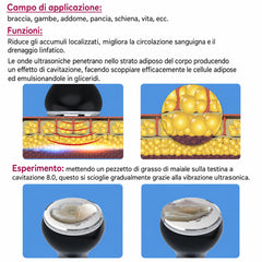 80K 6in1 Sistema RF Ultrasonico a Cavitazione Vacuum, per Bruciare Grassi, Snellimento del Corpo e Modellamento, con Pannelli EMS