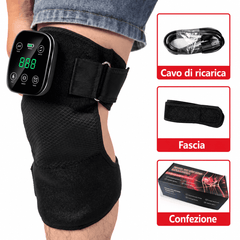 Ginocchiera senza fili con 60 LED a luce rossa per terapia, batteria da 5000 mAh, riscaldamento e vibrazione per il sollievo articolare.