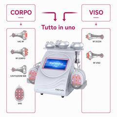 6in1 80K Radiofrequenza Macchina Cavitazione, con EMS-Pads, Sistema Ultrasonico per Modellamento del Corpo, Bruciagrassi e Massaggio Corpo Anti-Cellulite