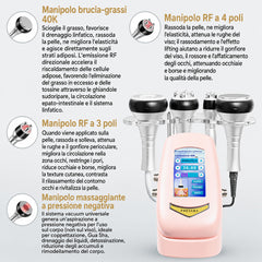 4in1 40K Radiofrequenza Ultrasuoni Cavitazione Macchina(rosa/giallo), Bruciare Grasso, Apparecchio Dimagrante del Corpo per Viso, Braccio, Vita, Pancia, Gamba
