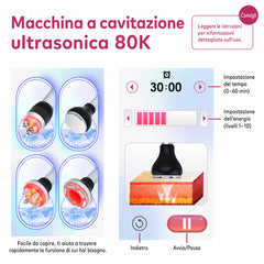 80K 4in1 Macchina Cavitazione Ultrasuoni 80K 4in1 con Radiofrequenza e Vacuum, Dispositivo Snellente e Rimodellante per Corpo, Viso, Braccia, Pancia, Vita e Gambe