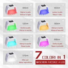 Macchina per la Cura del Viso con Terapia della Luce LED a 6 Colori e Modalità Ciclo di Colori, 178 Perline Luminose, Strumento di Bellezza con Luce PDT