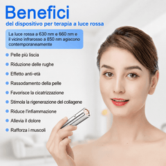 5 LED Luce Rossa E Blu Con Impulso Infrarosso – Per Il Sollievo Da Dolori Articolari E Muscolari, Design Compatto Ed Efficace – 5 Lunghezze D’Onda, Corpo In Acciaio Inox
