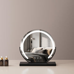 Specchio per Trucco Rotondo da 16"/40 cm per Toeletta e Camera da Letto, Ruotabile, 3 Modalità di Luce, Luminosità Regolabile tramite Striscia LED, Alimentazione tramite Cavo