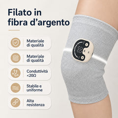 Ginocchiera EMS con Ioni d’Argento – Micro Elettrostimolatore per Ginocchio, Sollievo Mirato dal Dolore e Comfort Articolare, Fisioterapia Domestica
