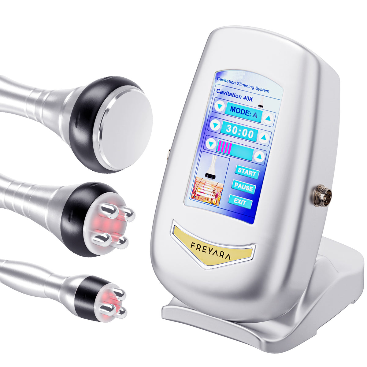 3in1 40K Macchina per Cavitazione RF, Dispositivo Dimagrante per la Scultura del Corpo, 3 Testine Massaggianti per Grasso Addominale, Vita, Braccia, Gambe, Glutei