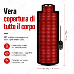 Tappetino Terapia a Luce Rossa 190*80cm con 1300 LED, Luce Infrarossa 660nm & 850nm per Sollievo dal Dolore, Rilassamento Muscolare e Miglioramento della Qualità del Sonno