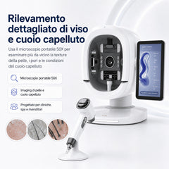 K33 Analizzatore della Pelle AI – 8 Modalità Spettrali, Scanner Facciale 3 Telecamere 180°, Display 15,6", 30+ Parametri Cutanei, per Tutti i Tipi di Pelle, Microscopio Cuoio Capelluto 50x