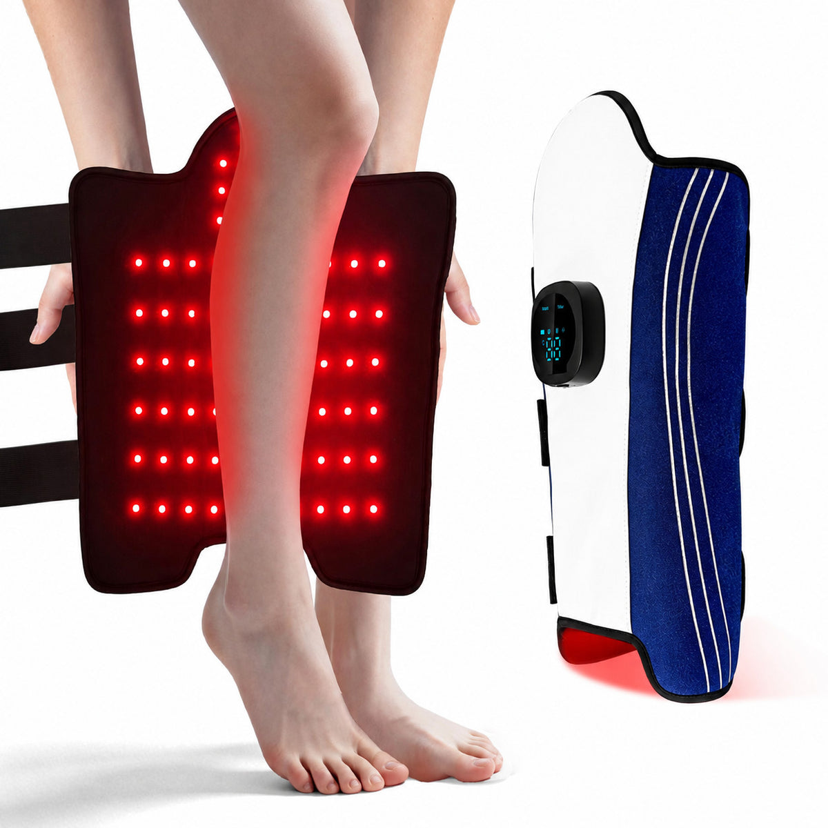 78 LED Fascia Wireless per Polpaccio con Terapia a Luce Rossa e Infrarossa e Vibrazione, per Sollievo Muscolare, Recupero Muscolare e Benessere delle Gambe