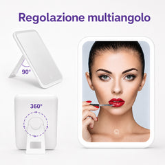 Specchio da Trucco LED per Comò, Controllo Touch, 3 Modalità di Illuminazione, Regolabile, Portatile, Ricaricabile