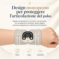 Tutore Polso EMS con Ioni d’Argento – 20% Tecnologia Argento, Dispositivo Micro Elettrostimolante per Sollievo dal Dolore & Recupero, 10 Modalità di Massaggio, Fisioterapia Domestica