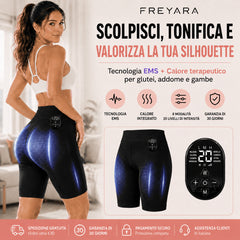 FREYARA EMS-BodyFirming J12 – Shorts EMS & TENS a Doppio Impulso con 8 Modalità e Riscaldamento per Lifting, Tonificazione e Rinforzo del Core
