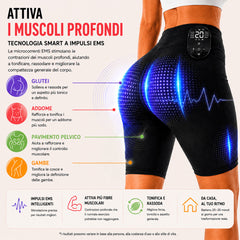 FREYARA EMS-BodyFirming J12 – Shorts EMS & TENS a Doppio Impulso con 8 Modalità e Riscaldamento per Lifting, Tonificazione e Rinforzo del Core