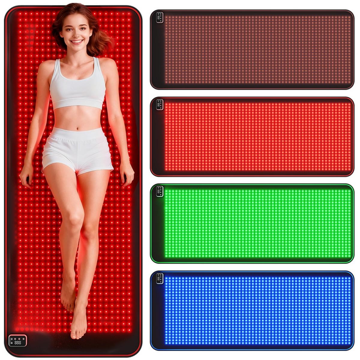 FREYARA Tappetino Professionale per Fototerapia Corpo Intero 183 × 72 cm, 4 Colori, 1344 LED, per Cura della Pelle e Relax Muscolare