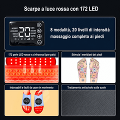 LED-FeetRepair P13 – Scarpe di Fototerapia a Luce Rossa e Infrarossi con 172 LED per Piedi e Caviglie. Alleviano il dolore ai piedi e migliorano la circolazione sanguigna