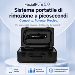LASER FacialPure 5.0 – Macchina Laser Picosecondi Portatile in Elegante Valigetta Nera per Rimozione Indolore e Non Invasiva di Tatuaggi e Sopracciglia