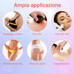 Dispositivo di Terapia a Coppettazione con Vuoto, con 24 Coppe, per Pelle del Corpo e del Seno, Ricarica con Spina