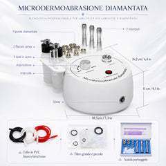 Dispositivo Professionale 3 in 1 di Microdermoabrasione per Esfoliazione della Pelle e Rassodamento delle Rughe