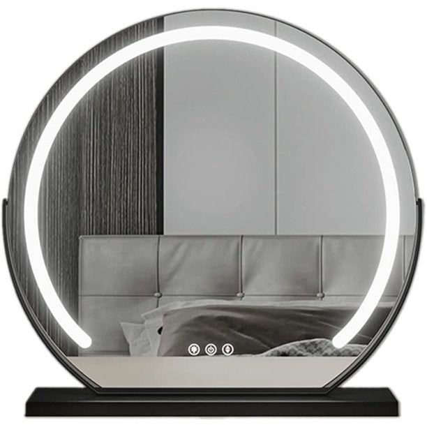 Specchio da toeletta con Luce, Specchio LED Rotondo Girevole a 360°, Touch  Screen Specchio da Toeletta, per Trucco, Cura del Viso, Cornice Nera (Color  : Black, Size : 50cm-19.5inch) (Black 40cm) 