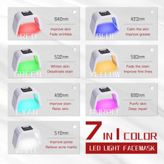 Macchina per la Cura del Viso con Terapia della Luce LED a 6 Colori e Modalità Ciclo di Colori, 178 Perline Luminose, Strumento di Bellezza con Luce PDT